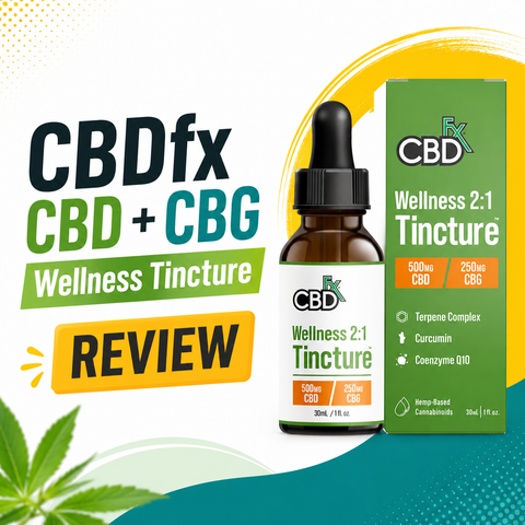 CBDfx CBD + CBG Wellness 2:1 Tincture 500mg CBD 250mg CBG review banner by My Cannabis Reviews