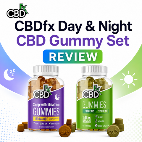 CBDfx Day & Night CBD Gummy Set review banner by My Cannabis Reviews