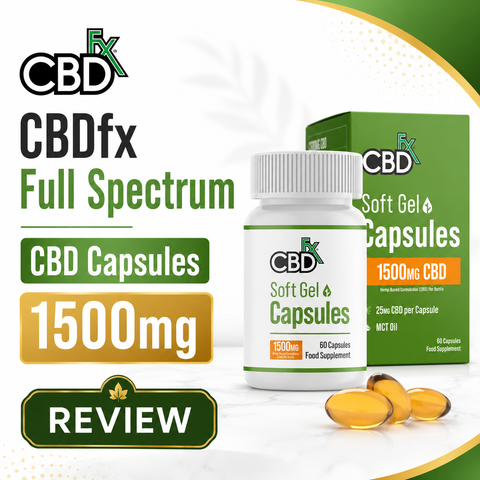 CBDfx Full Spectrum CBD Soft Gel Capsules 1500mg review banner by My Cannabis Reviews