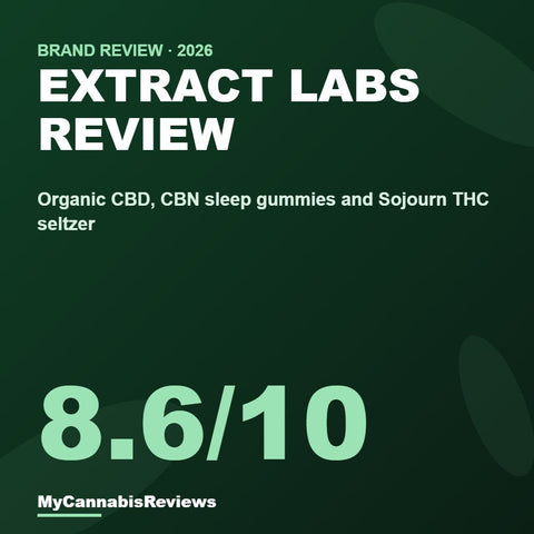 Extract Labs review cover with the MyCannabisReviews score of 8.6 out of 10