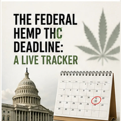 The US Capitol dome beside a desk calendar with a date circled in red and a hemp leaf silhouette, illustrating the federal hemp THC deadline