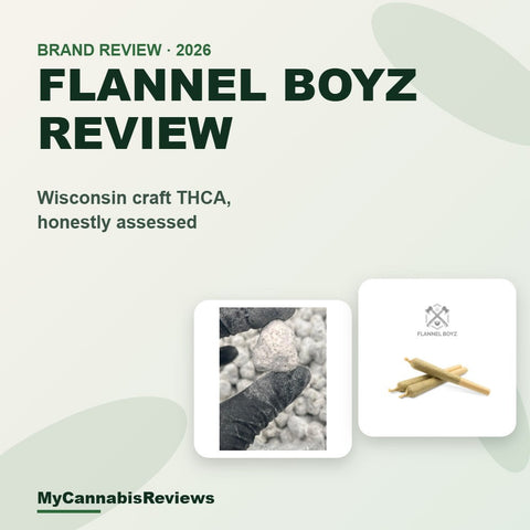 Flannel Boyz review cover with THCA flower and a THCA pre-roll