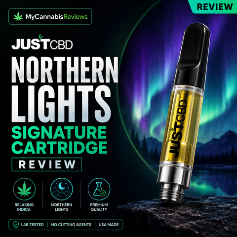 JustCBD Northern Lights Signature Cartridge, a relaxing indica CBD vape cartridge