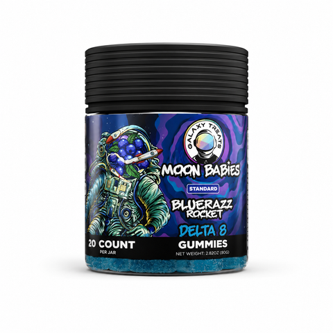 Galaxy Treats Moon Babies Bluerazz Rocket Delta 8 Gummies, Standard, 20 Count